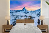 Behang - Fotobehang Schemering bij het Zwitserse Matterhorn bij Gornergrat-bahn - Breedte 280 cm x hoogte 280 cm