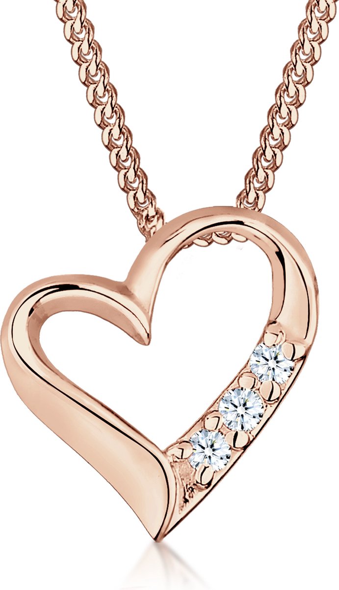 Elli PREMIUM - Halsketting - Dames Hart Hanger Eeuwigheid met Diamanten (0.045 ct.) in 925 Sterling Zilver - Dames