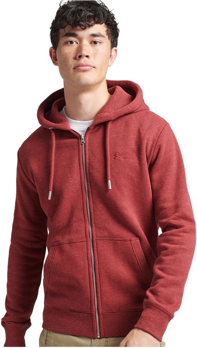 Superdry Vintage Logo hoodie met borduursel en rits Heren Hoodies Rhubarb Marl