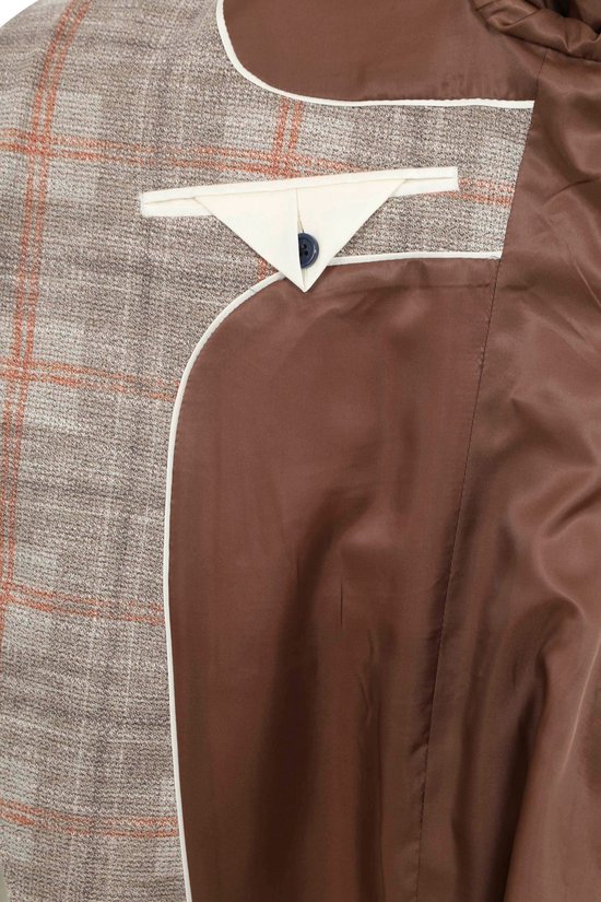 Convient - Maillot Respect Colbert Fame Check Flex Marron - Taille 50 - Coupe slim