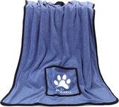 Nobleza Hondenhanddoek - Microvezel handdoek hond - Badstof hondenhanddoek - Absorberende handdoek hond - Badhanddoek hond blauw