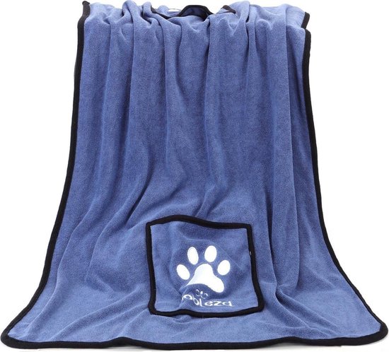 Nobleza Hondenhanddoek - Microvezel handdoek hond - Badstof hondenhanddoek - Absorberende handdoek hond - Badhanddoek hond blauw