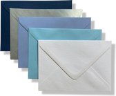 50 Cards & Crafts Luxe gekleurde C6 enveloppen | Blauwtinten | 162x114mm