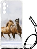 GSM Hoesje Geschikt voor Samsung Galaxy A13 5G | A04s Bumper Hoesje met transparante rand Paarden