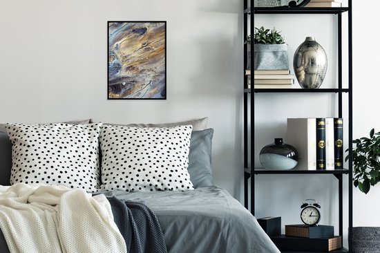 Cadre photo avec affiche - Marbre - Or - Aquarelle - Texture - Aspect marbre - 30x40 cm - Cadre pour affiche