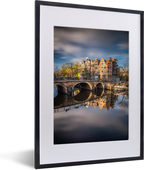 Fotolijst incl. Poster - Typische herfstimpressie van de Prinsengracht in Amsterdam - 30x40 cm - Posterlijst