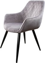 DS4U® Ravi eetkamerstoel 2.0 - kuipstoel - stoel - industrieel - met armleuning - velvet - velours - fluweel - stof - grijs