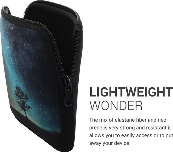 kwmobile Universele Cover voor eReader - Neopreen hoesje Sterrenstelsel en Boom design blauw / grijs / zwart van kwmobile — afbeelding 3