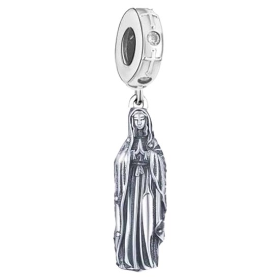 Zilveren hanger rond met parelmoer