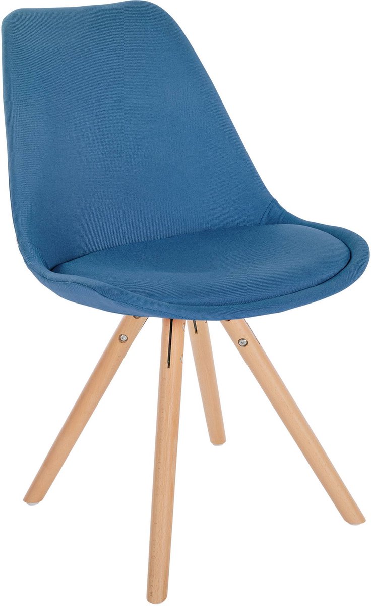 CLP Sofia Eetkamerstoel - Zonder armleuning - Stof - blauw natura (ronde)