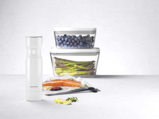 ZWILLING Fresh & Save - Set Démarrage Bols Sous Vide 9 Pièces : 2 Bols Verre 18+24 Cm, Sacs, Pompe - Conservation Jusqu'à 5x Plus Longue