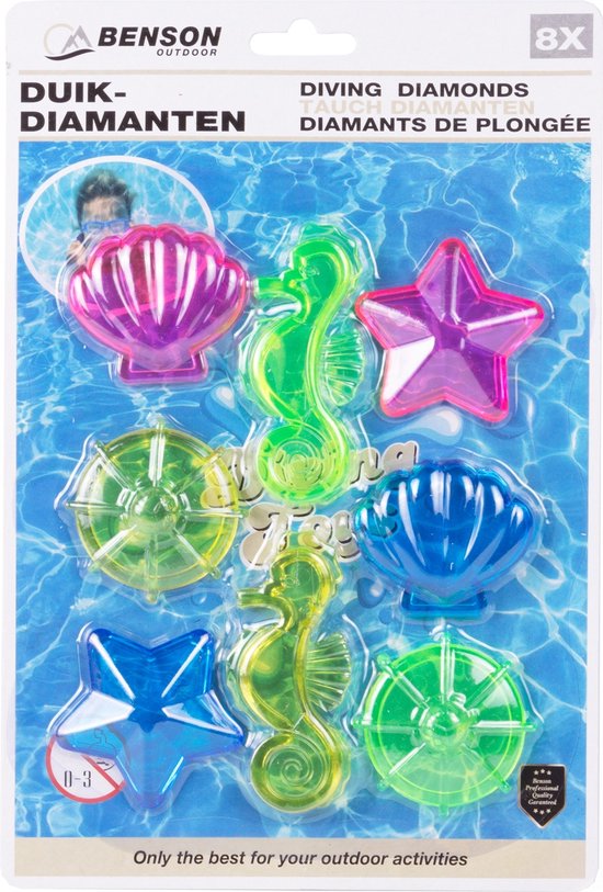 Set de 8x jouets de plongée en plastique de couleur - speelgoed de piscine - Jouets aquatiques - Jouets de plongée
