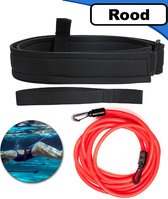 GYMFIT - Zwemelastiek Rood - 4 Meter - Volwassen - Zwem Training - Zwemgordel - Trainingsbanden - Zwem Weerstand - Vakantie accessoire voor in het zwembad