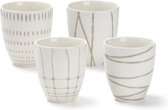Dammann Frères #3829 - 4 tasses à thé - 30cl - 4 décorations en 1 set - Céramique fine