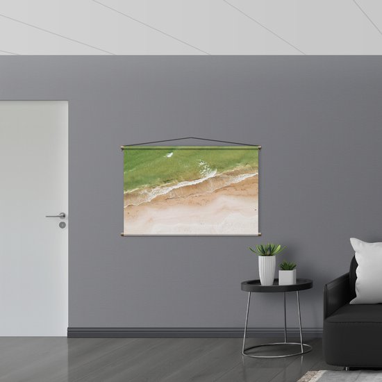 WallClassics - Affiche Textile - Mer Verte sur la Plage - 120x80 cm Photo sur Textile