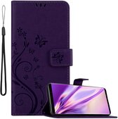 Cadorabo Hoesje voor Samsung Galaxy NOTE 9 in BLOEMEN DONKER PAARS - Beschermhoes in bloemmotief met magnetische sluiting, standfunctie en kaartsleuven Book Case Cover Etui