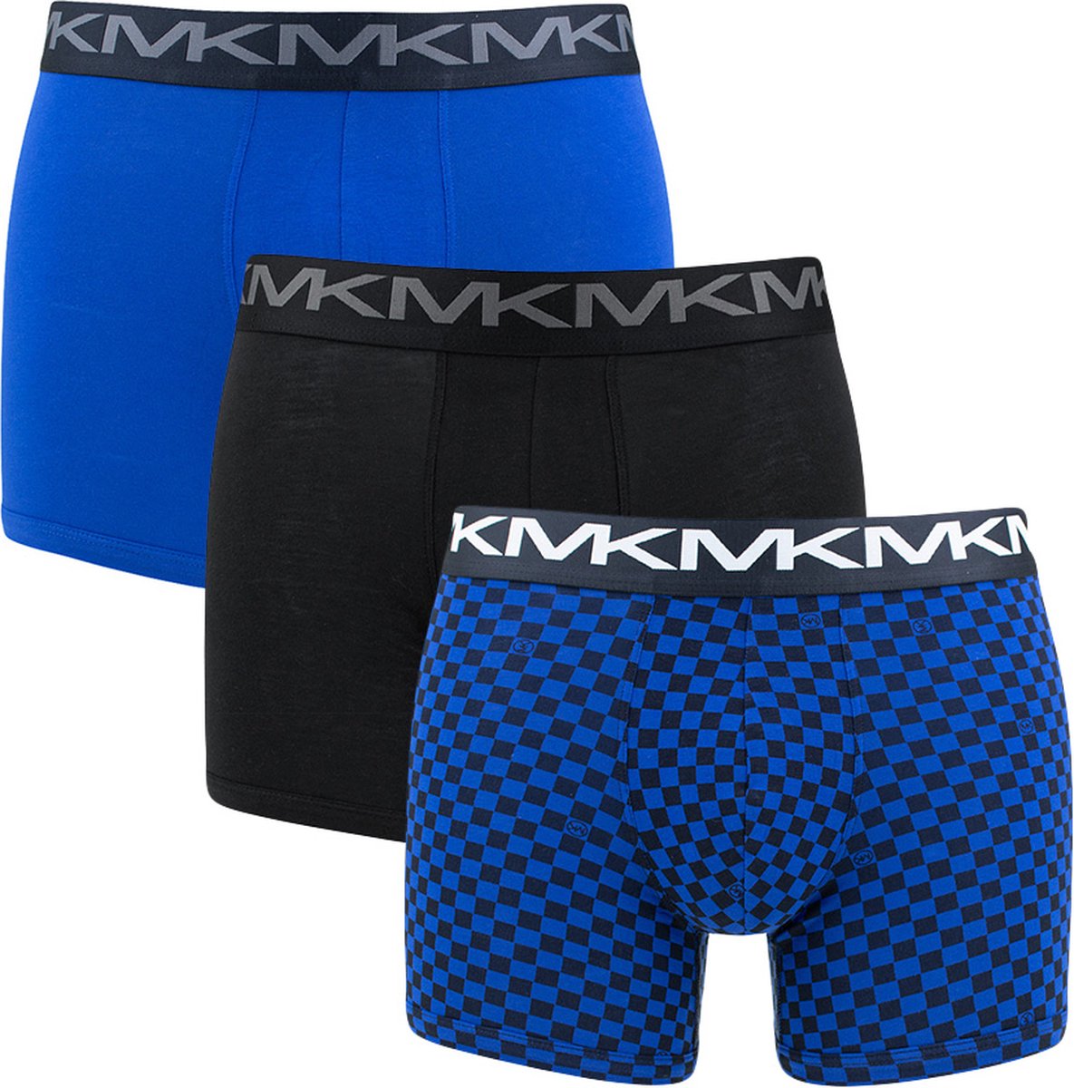 Michael Kors 3P boxers block blauw & zwart - L