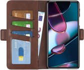 Motorola Edge 30 Pro Hoesje Portemonnee Book Case Kunstleer Bruin