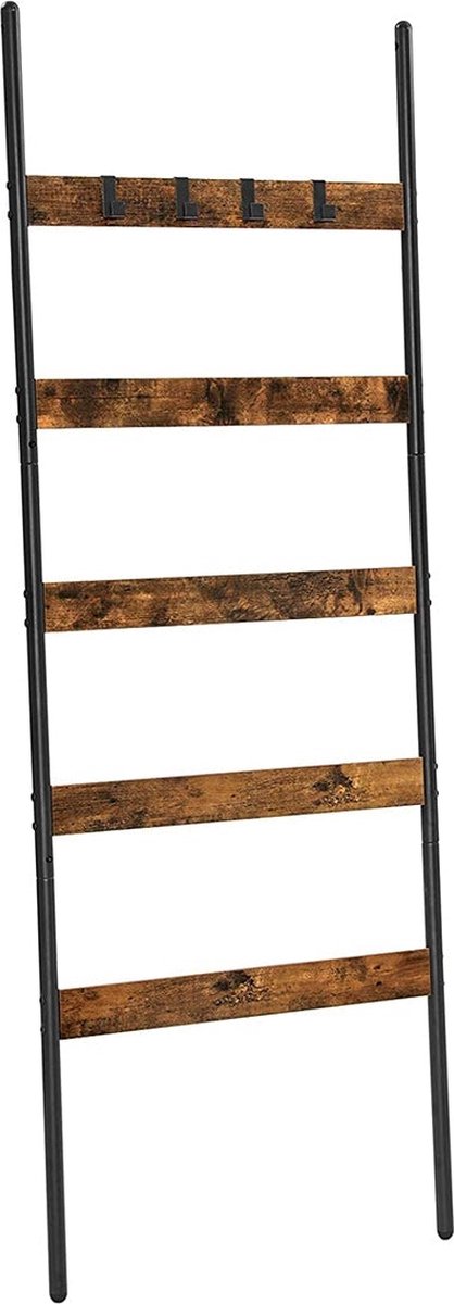 Handdoekenladder - Handdoekenrek - Ladderrek - Stalen frame - Bruin Zwart