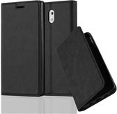 Cadorabo Hoesje voor Nokia 3 2017 in ZWARTE NACHT - Beschermhoes met magnetische sluiting, standfunctie en kaartvakje Book Case Cover Etui