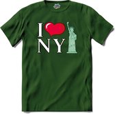 I Love New York | New York - Vintage - T-Shirt - Unisex - Bottle Groen - Maat L
