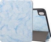 Mobigear Tablethoes geschikt voor Apple iPad 10 (2022) Hoes | Mobigear Tri-Fold Marble Bookcase + Stylus Houder - Blauw