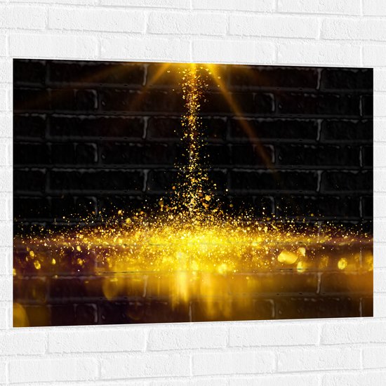 Muursticker - Gouden Glitters in Donkerkleurige Omgeving - 100x75 cm Foto op Muursticker