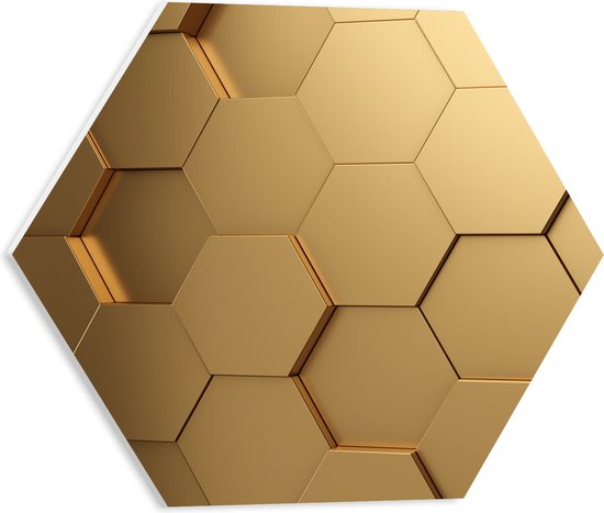 PVC Schuimplaat Hexagon - Hexagon Wand in het Goud - 40x34.8 cm Foto op Hexagon (Met Ophangsysteem)