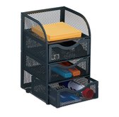 Relaxdays bureau organizer - 4 vakken - opbergbox - lades - desk organizer - metaal - gaas