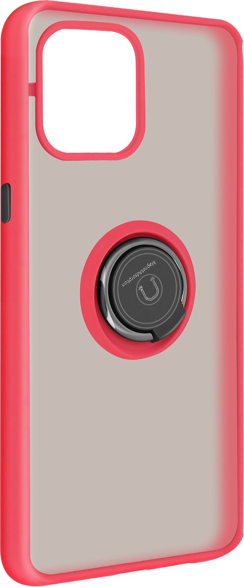 Geschikt voor Apple iPhone12/12 Pro Bi-materiaal Case Ring Video-Ondersteuning rood