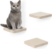 Navaris katten klimmuur 3 tredes - 18 x 18 x 1,5 cm per plankje - Katten klimwand van hout - Inclusief bevestigingsmateriaal