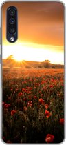 Geschikt voor Samsung Galaxy A50 hoesje - Zonsondergang over de Klaprozen in Engeland - Siliconen Telefoonhoesje