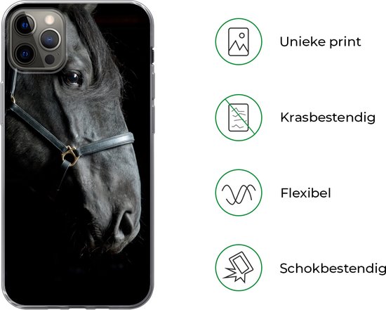 Coque iPhone 13 Pro Max - Cheval - Léger - Zwart - Coque de téléphone en Siliconen