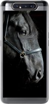 Geschikt voor Samsung Galaxy A80 hoesje - Paard - Licht - Zwart - Siliconen Telefoonhoesje