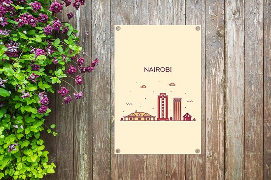 Décoration de jardin Skyline - Nairobi - Kenya - 40x60 cm - Poster jardin - Toile jardin - Poster extérieur