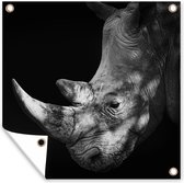 Poster Jardin Rhinocéros - Corne - Zwart - Wit - 200x200 cm - Toile jardin - Poster extérieur