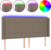 vidaXL - Tête de lit - LED - 203x16x118/128 - cm - tissu - taupe