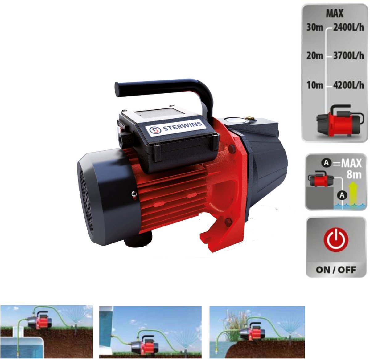 STERWINS - tuinpomp - 1100 W - 4800 l/h - 4,3 bar | bol.com