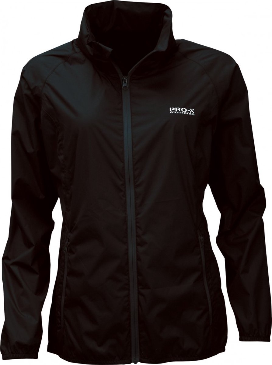 Zwarte lichtgewicht dames regenjas Packable van Pro-X Elements