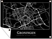 Tuinschilderij Groningen - Plattegrond - Kaart - Stadskaart - 80x60 cm - Tuinposter - Tuindoek - Buitenposter