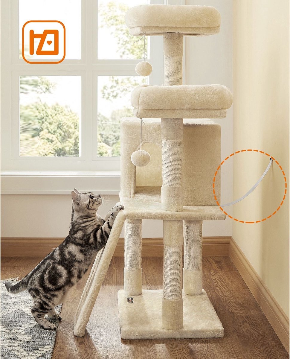 krabpaal - 2 Plateaus - 115 cm - krabplank - Beige