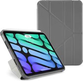 Pipetto Original Origami No1 case, geschikt voor iPad Mini 6 (2021) – met multifunctionele vouwbare cover - volledige 360˚ bescherming – geschikt voor Apple Pencil 2 - grijs