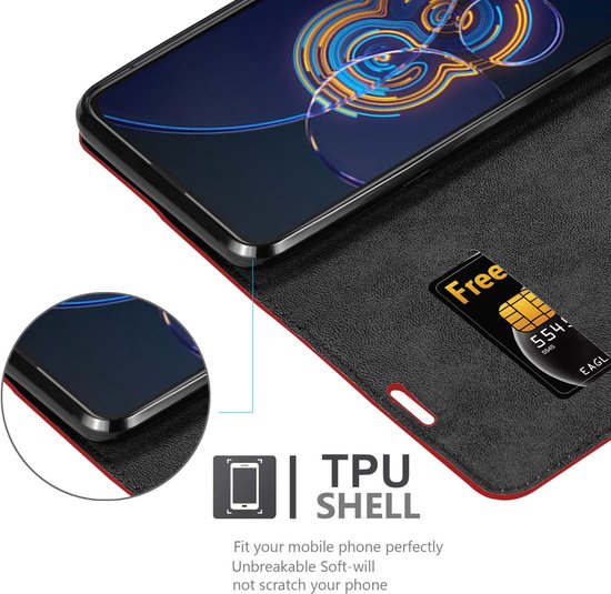 Coque Cadorabo pour Asus ZenFone 8 FLIP ROUGE POMME - Pochette de protection à fermeture aimantée