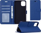 Hoesje Geschikt voor iPhone 11 Pro Hoes Bookcase Flipcase Book Cover - Hoes Geschikt voor iPhone 11 Pro Hoesje Book Case - Donkerblauw