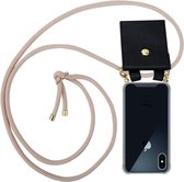 Cadorabo Hoesje voor Apple iPhone X / XS in PEARLY ROSE GOUD - Silicone Mobiele telefoon ketting beschermhoes met gouden ringen, koordriem en afneembare etui