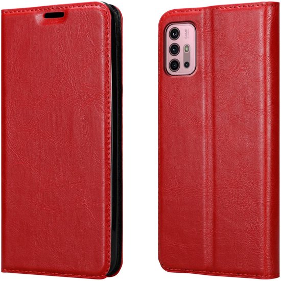 Cadorabo Hoesje geschikt voor Motorola MOTO G10 / G30 in APPEL ROOD - Beschermhoes met magnetische sluiting, standfunctie en kaartvakje Book Case Cover Etui