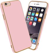 Cadorabo Hoesje voor Apple iPhone 6 PLUS / 6S PLUS in Glossy Roze - Goud - Beschermhoes Case Cover van flexibel TPU-silicone en met camerabescherming