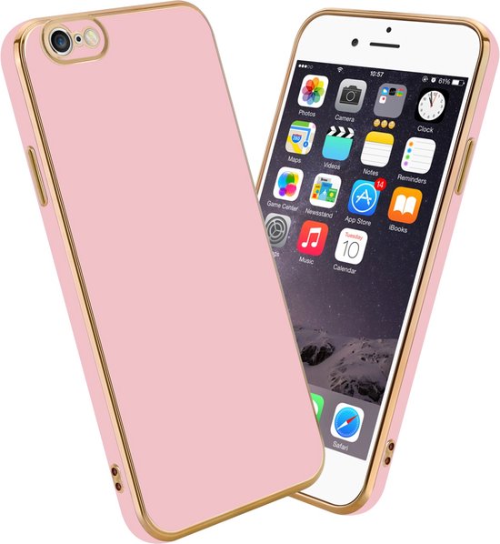 vlinder Ruwe olie Bevoorrecht Cadorabo Hoesje voor Apple iPhone 6 PLUS / 6S PLUS in Glossy Roze - Goud  -... | bol.com