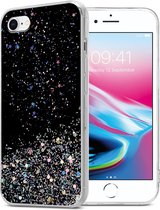 Cadorabo Hoesje geschikt voor Apple iPhone 7 / 7S / 8 / SE 2020 in Zwart met Glitter - Beschermhoes van flexibel TPU silicone met fonkelende glitters Case Cover Etui