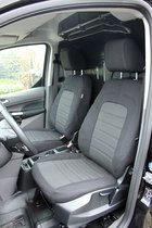 Pasvorm stoelhoezen set (stoel en stoel) Ford Transit Connect 2019 t/m heden - Stof zwart